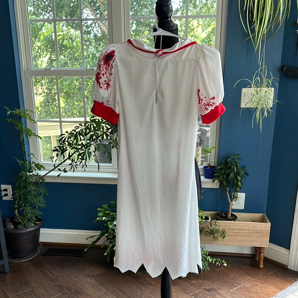 🩸👩🏽⚕️Girls Halloween “Bloody Nurse” Costume Dress – Spooky & Fun! - Picture 2 of 9